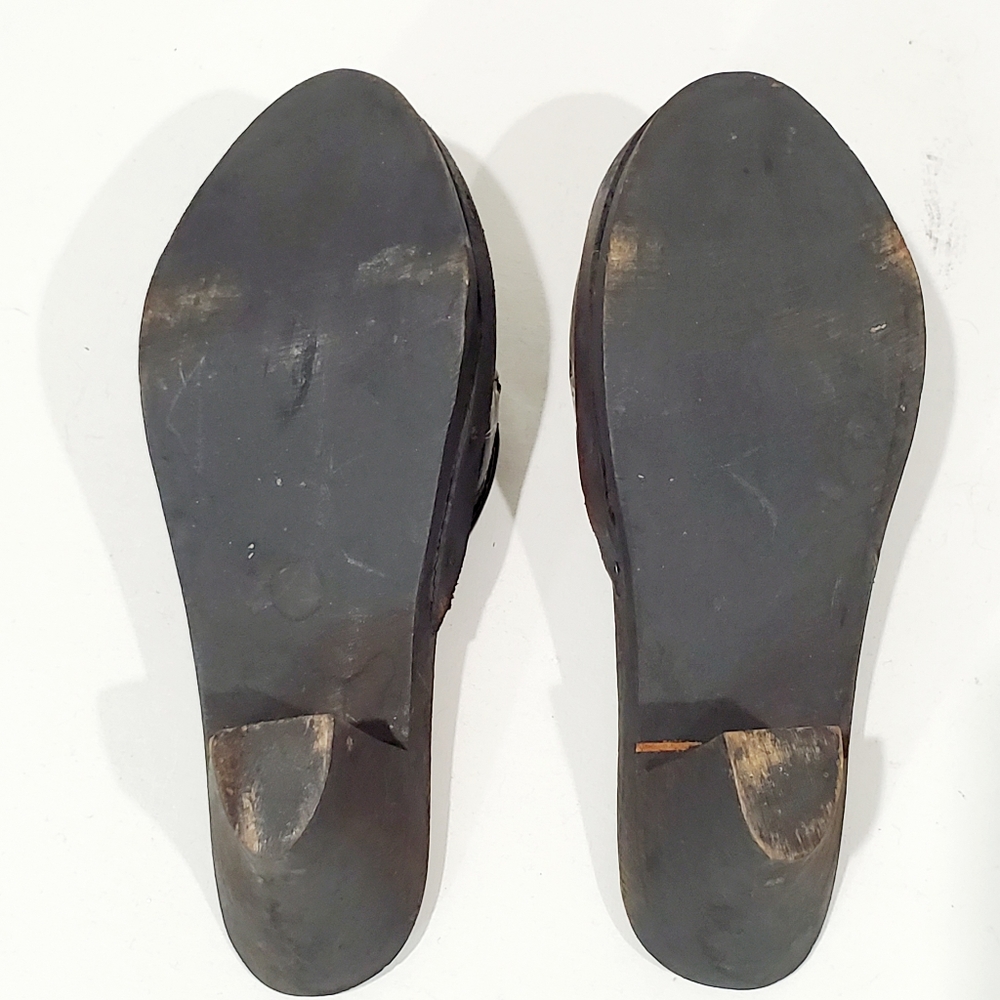 Vtg Wood/Leather Mule Style Mini Shoe Home Decor - Picture 4 of 8
